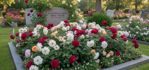 grabgestaltung mit rosen