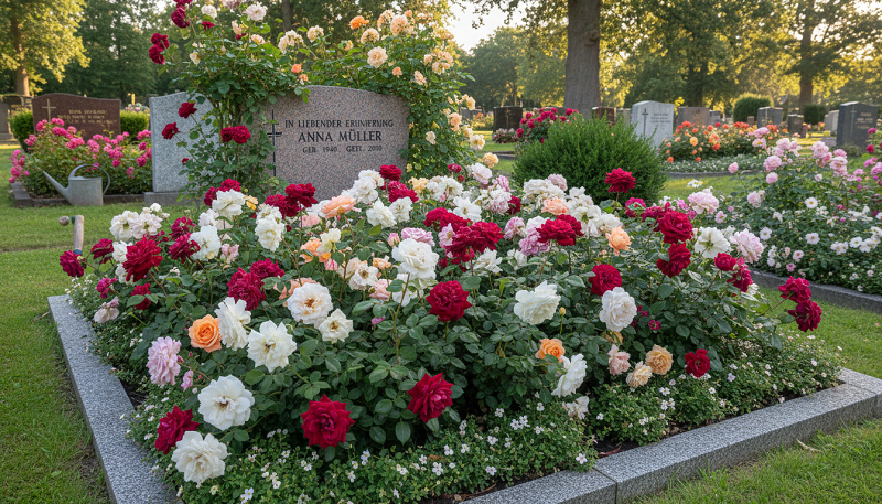 grabgestaltung mit rosen