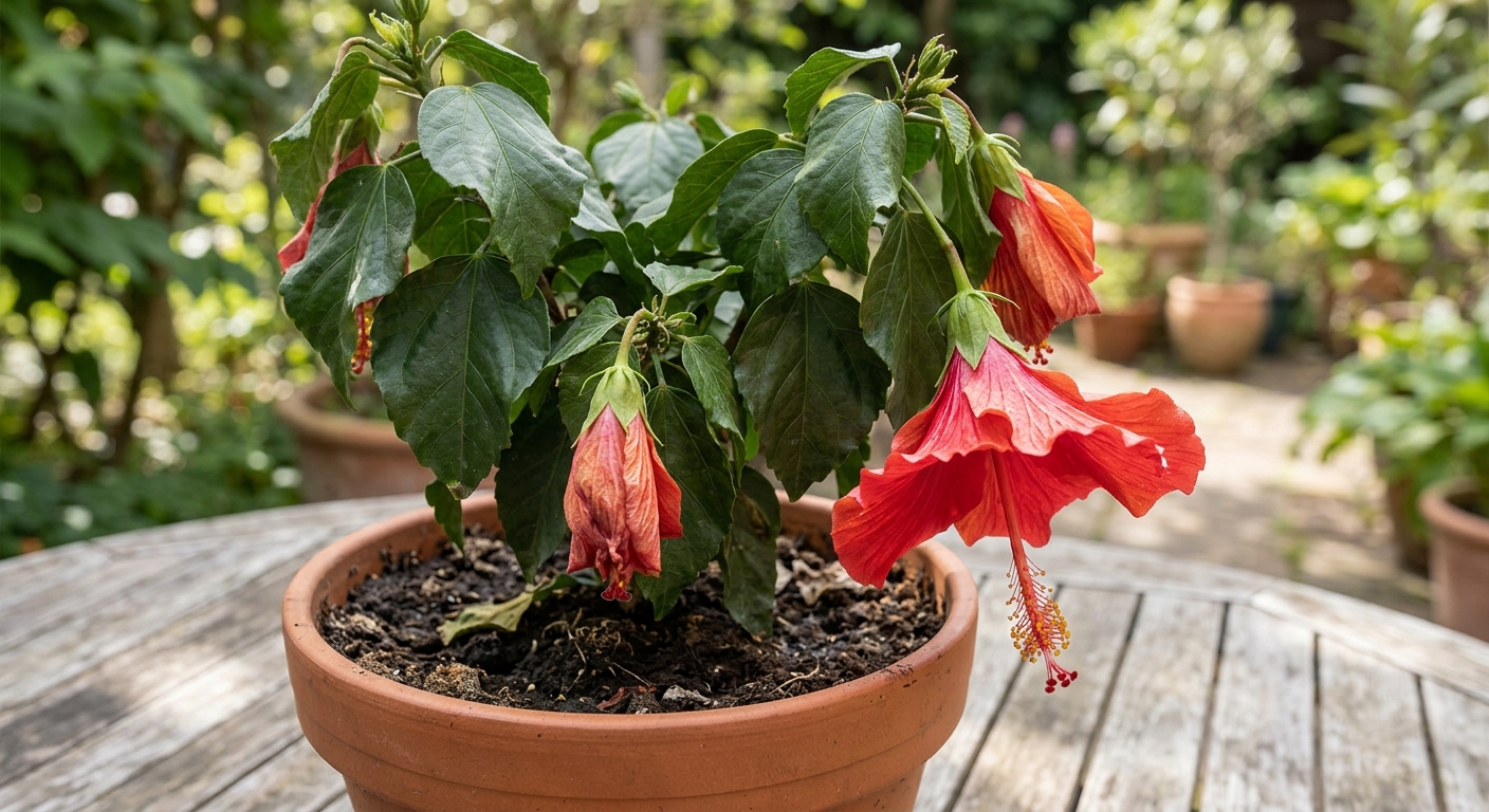 Hängende Hibiskus Blätter