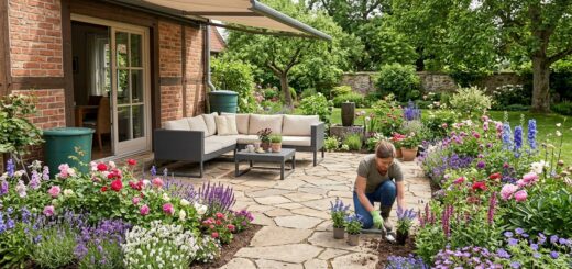 Terrasse mit Blumen